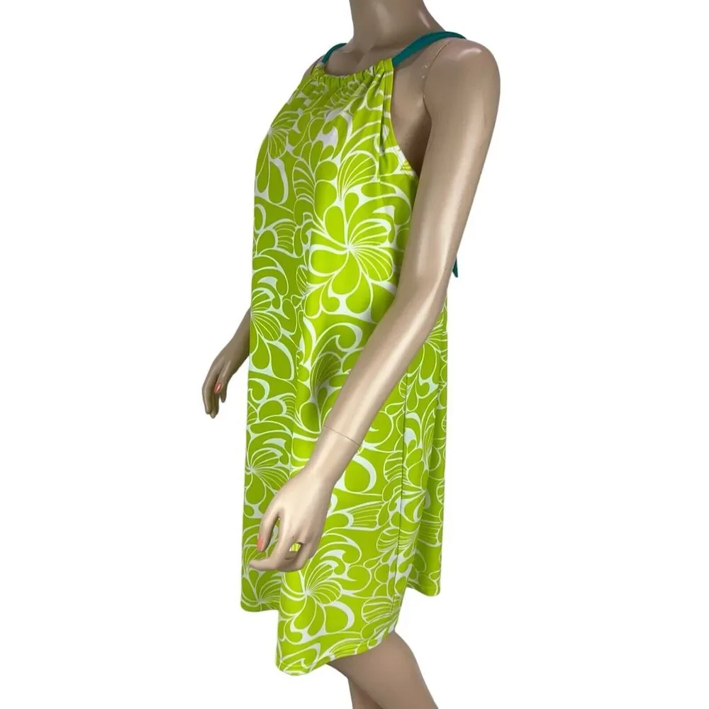 Athleta Kokomo Halter Swim Sport Dress XL Green Floral Print Bra Insert - Picture 3 of 11
